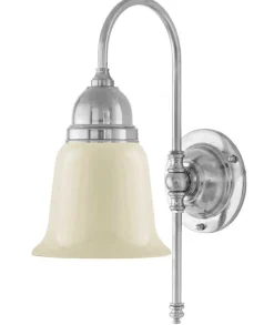 Vägglampa - Ahlström nickel, benvit klocka