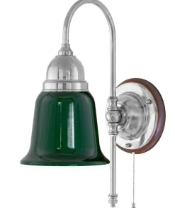 Vägglampa - Ahlström nickel, grön klocka