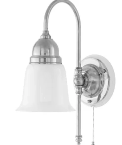 Vägglampa - Ahlström nickel, opalvit klocka