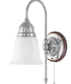 Vägglampa - Ahlström nickel, opalvit klocka