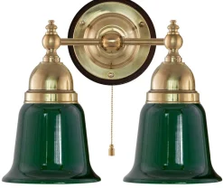 Vägglampa - Bergman mässing, grön klocka