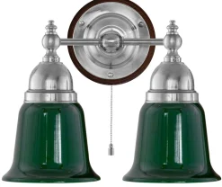 Vägglampa - Bergman nickel, grön klocka
