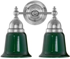Vägglampa - Bergman nickel, grön klocka