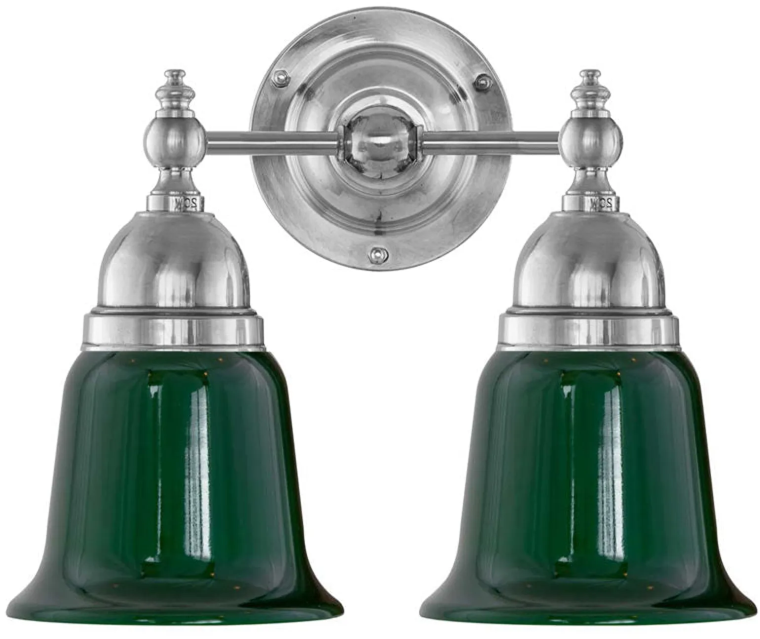 Vägglampa - Bergman nickel, grön klocka
