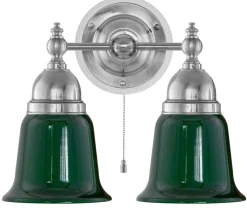 Vägglampa - Bergman nickel, grön klocka