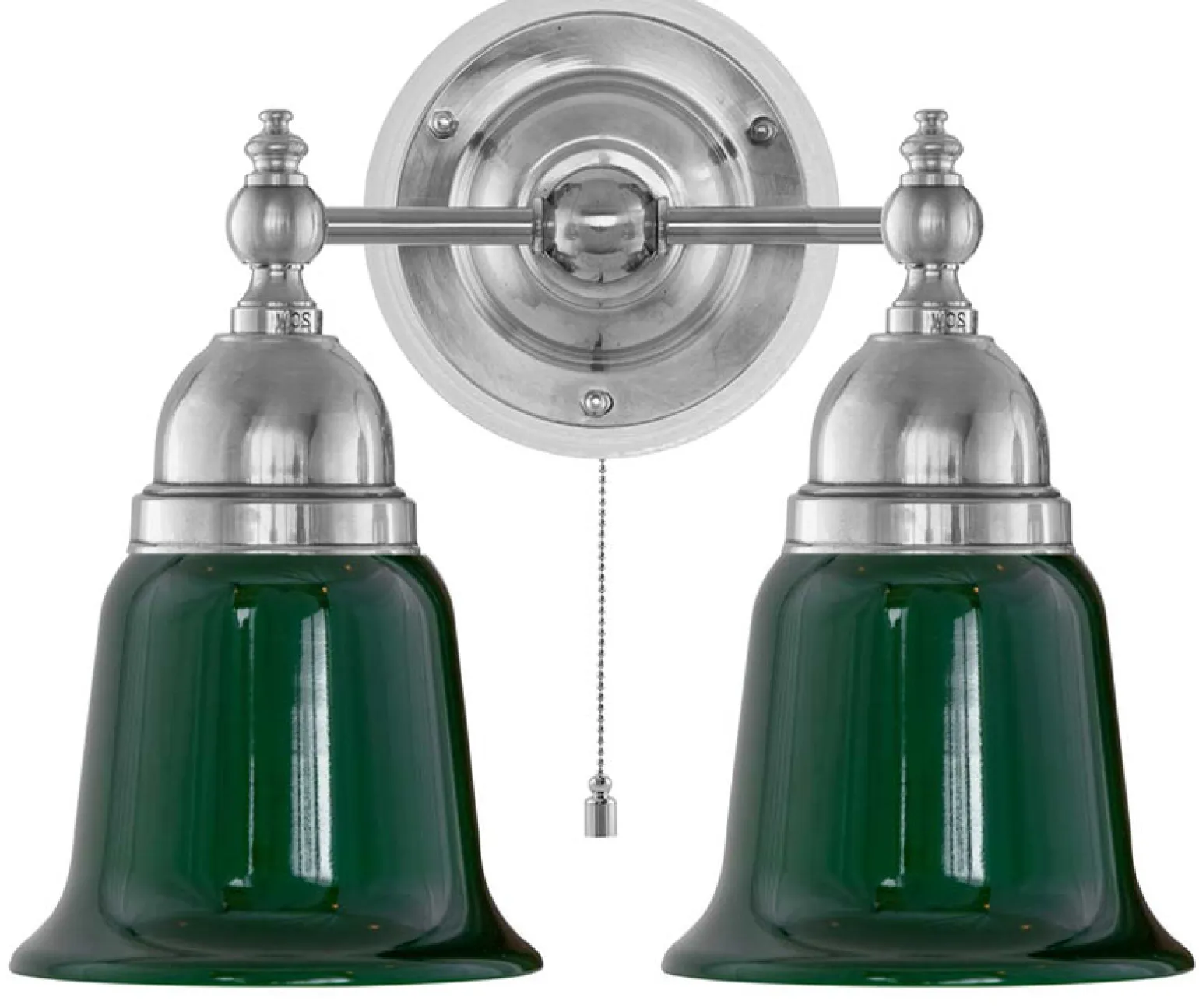 Vägglampa - Bergman nickel, grön klocka