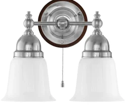 Vägglampa - Bergman nickel, opalvit klocka