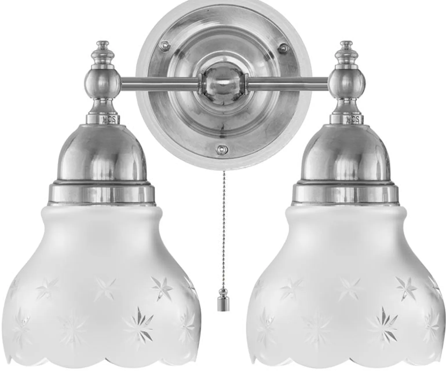 Vägglampa - Bergman nickel, slipat mattglas