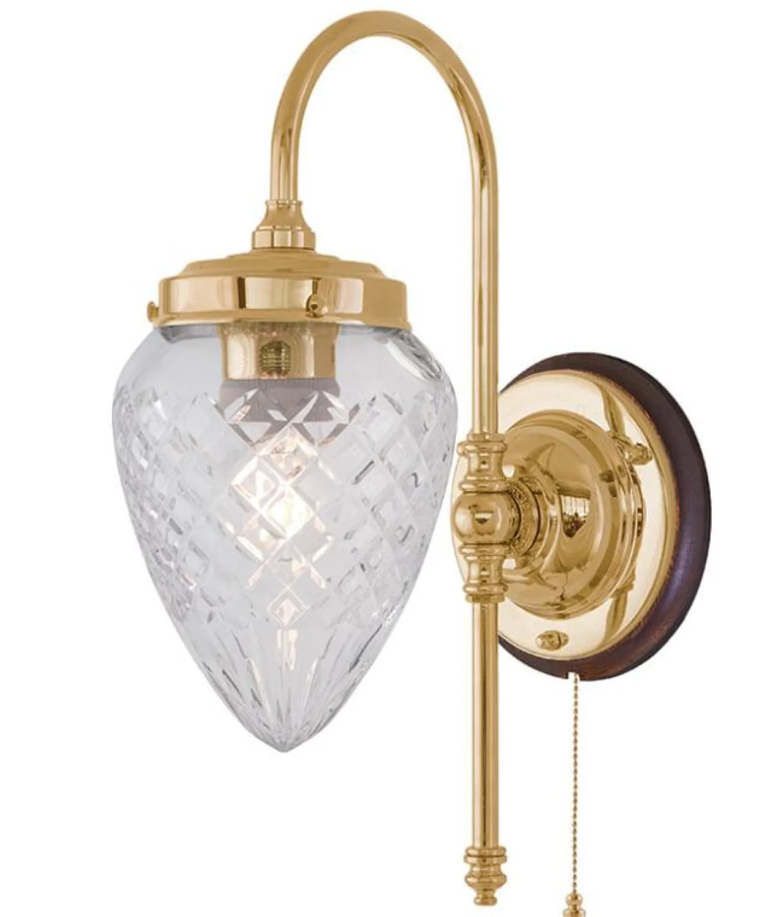 Vägglampa - Blomberg 80 mässing, droppe klarglas