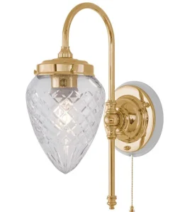 Vägglampa - Blomberg 80 mässing, droppe klarglas