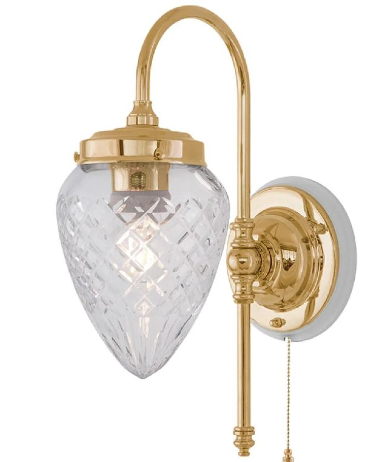 Vägglampa - Blomberg 80 mässing, droppe klarglas