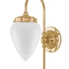 Vägglampa - Blomberg 80 mässing, droppe opalvit
