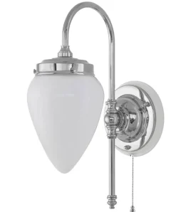 Vägglampa - Blomberg 80 nickel, opalvit droppe