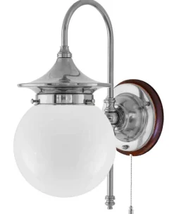 Vägglampa - Fryxell nickel, opalvit klot