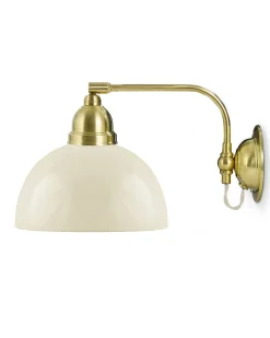 Vägglampa - Gripenberg mässing, benvit halvsfär, vit