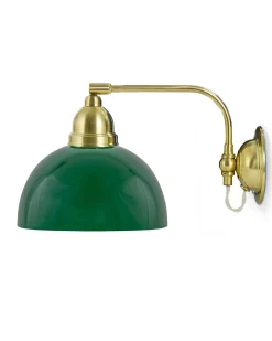 Vägglampa - Gripenberg mässing, grön halvsfär, vit
