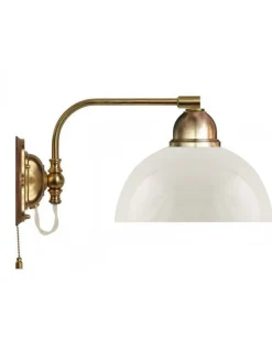 Vägglampa - Gripenberg mässing, opalvit halvsfär, vit