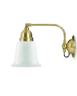 Vägglampa - Gripenberg mässing, opalvit klocka, brun
