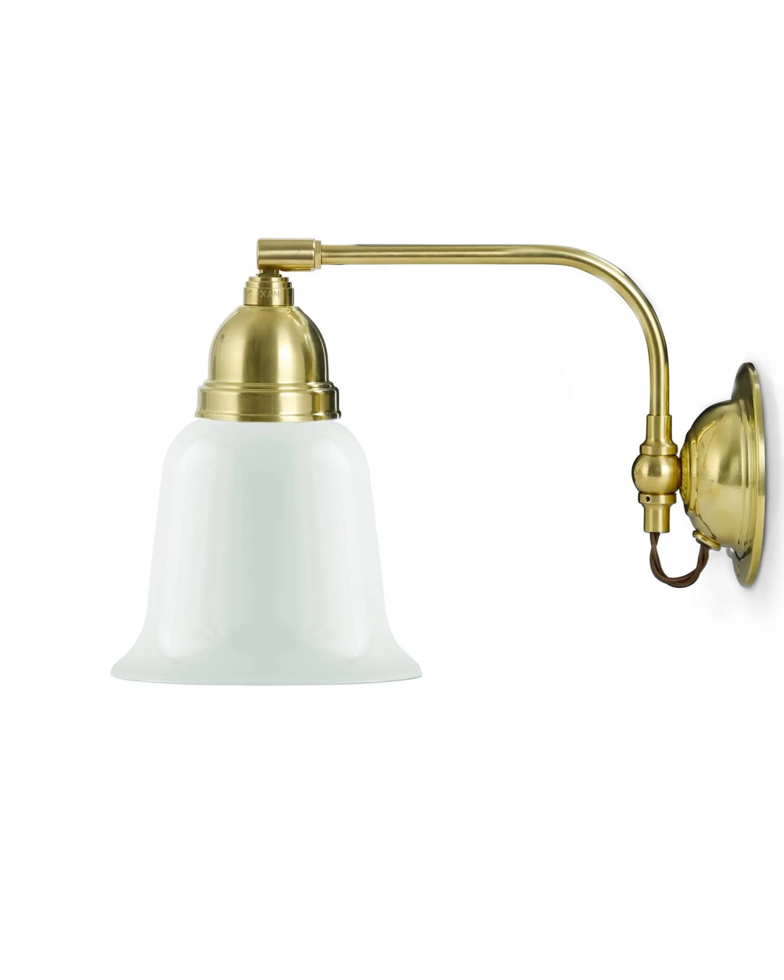 Vägglampa - Gripenberg mässing, opalvit klocka, brun