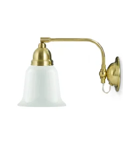 Vägglampa - Gripenberg mässing, opalvit klocka, vit