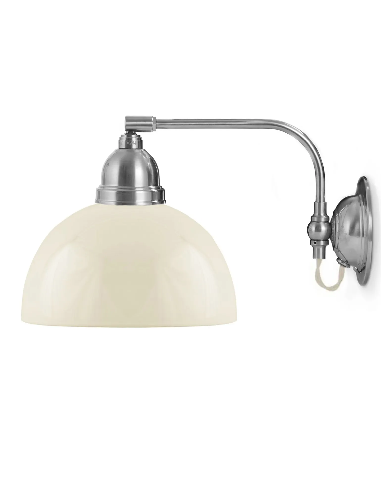 Vägglampa - Gripenberg nickel, benvit halvsfär, vit