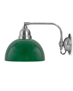 Vägglampa - Gripenberg nickel, grön halvsfär, brun
