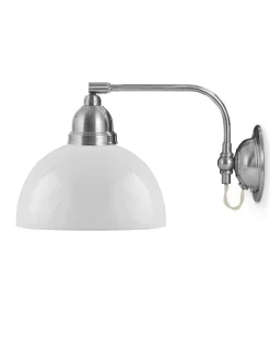 Vägglampa - Gripenberg nickel, opalvit halvsfär, vit
