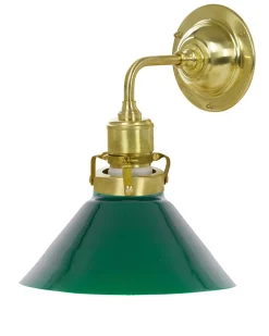 Vägglampa - Lillienstedt mässing, liten grön skomakarskärm