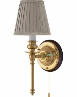 Vägglampa - Ribbing mässing, beige skärm