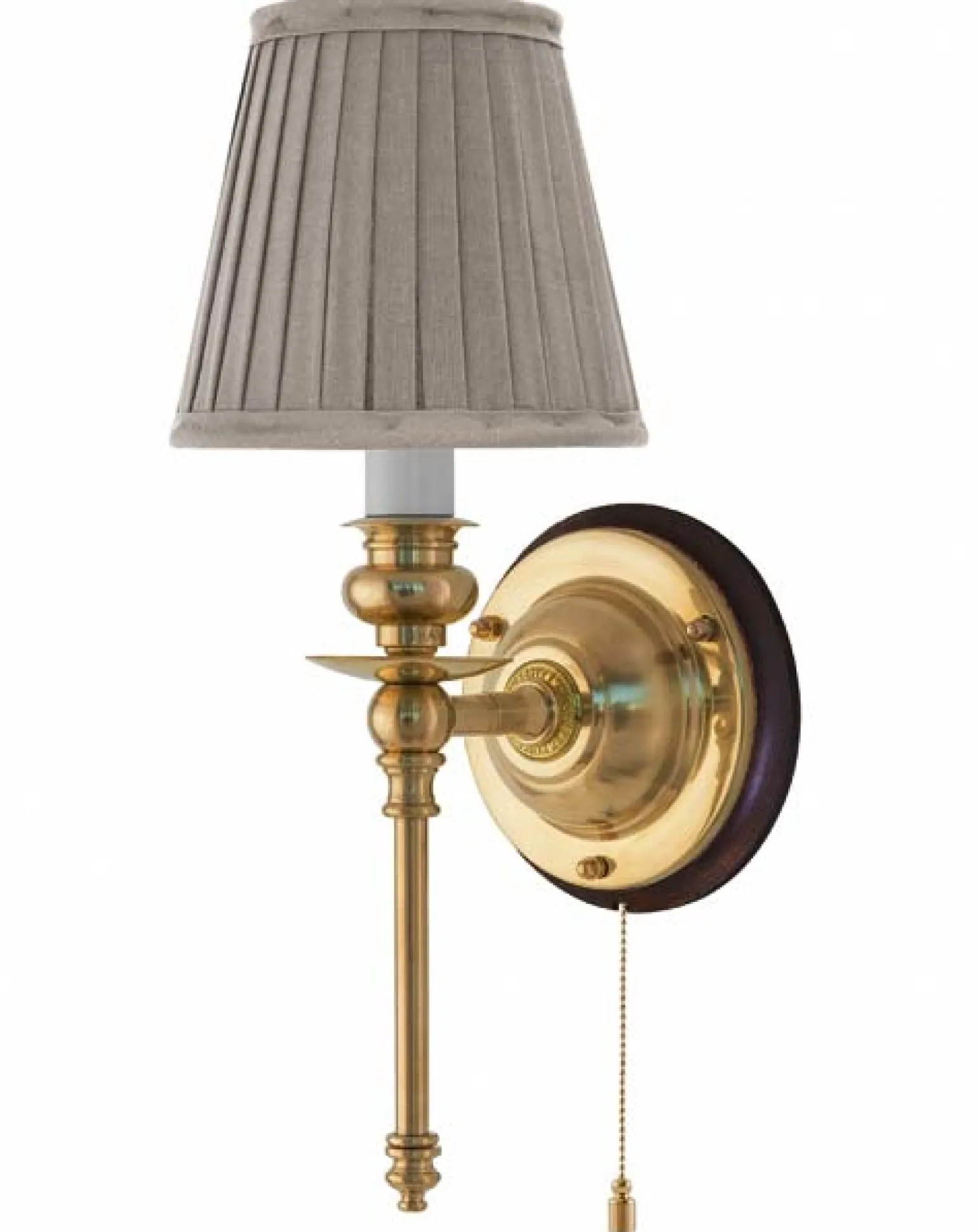 Vägglampa - Ribbing mässing, beige skärm