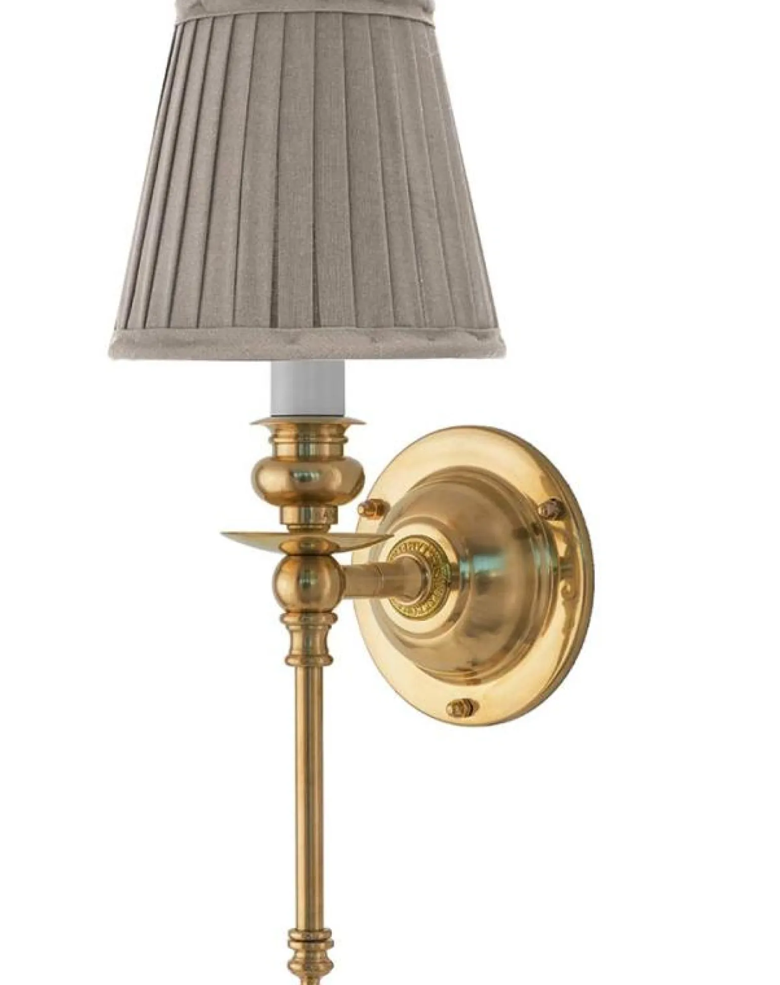 Vägglampa - Ribbing mässing, beige skärm