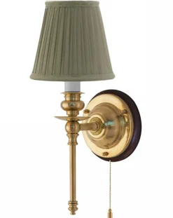 Vägglampa - Ribbing mässing, olivgrön skärm