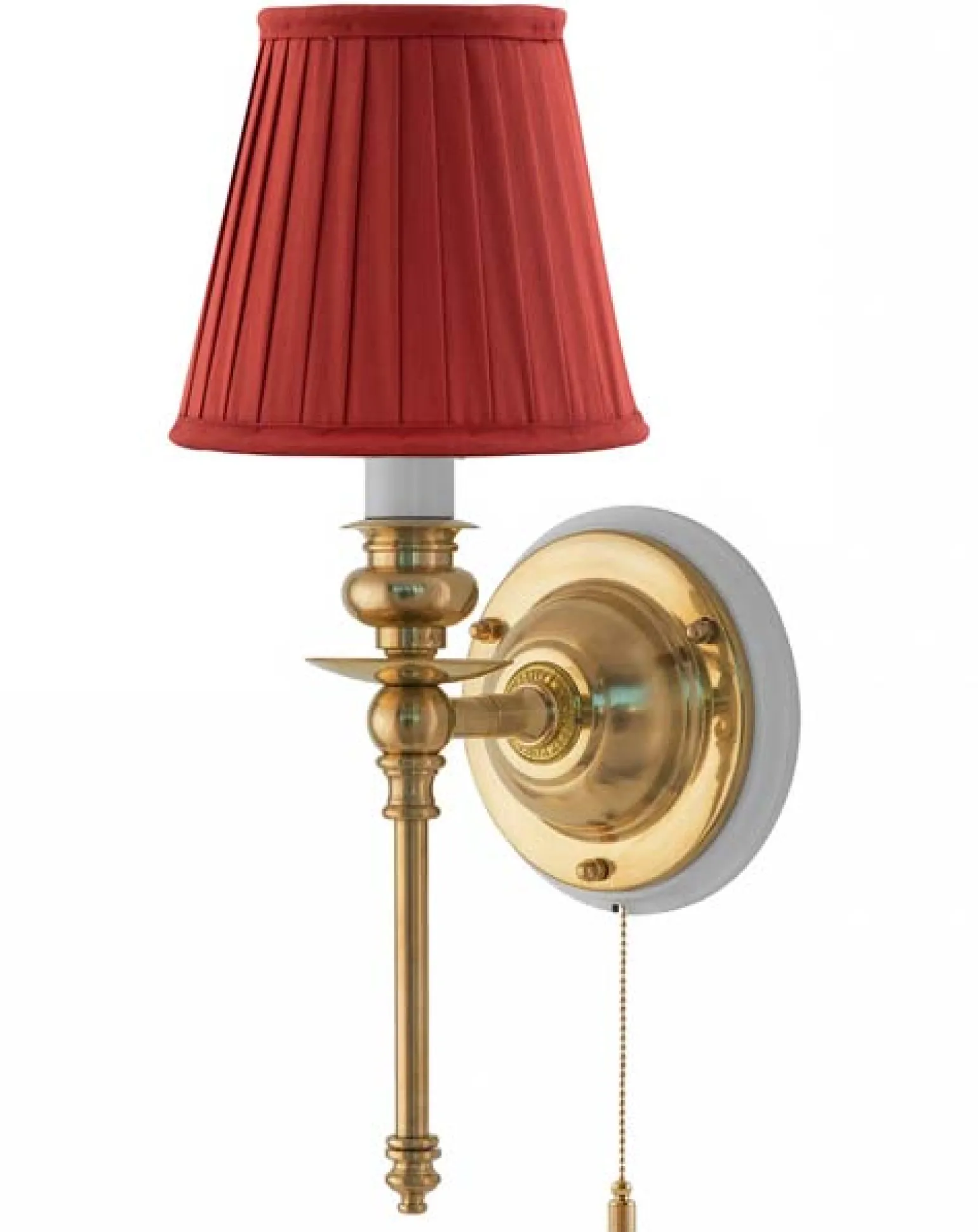 Vägglampa - Ribbing mässing, röd skärm