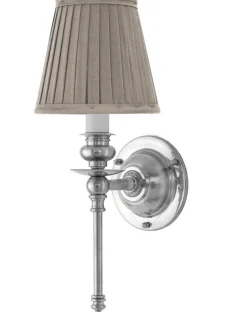 Vägglampa - Ribbing nickel, beige skärm