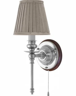 Vägglampa - Ribbing nickel, beige skärm