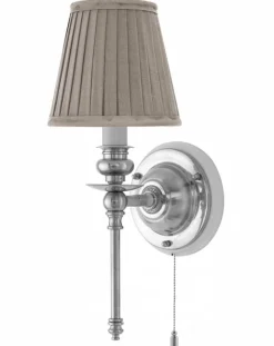 Vägglampa - Ribbing nickel, beige skärm