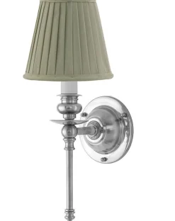 Vägglampa - Ribbing nickel, olivgrön skärm
