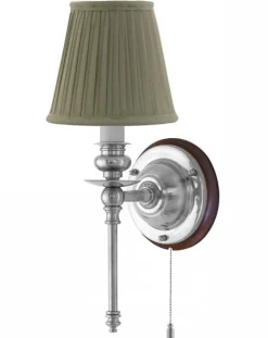 Vägglampa - Ribbing nickel, olivgrön skärm