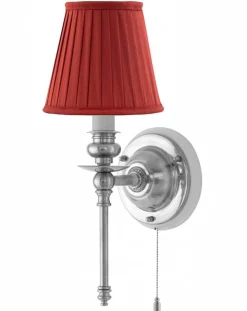 Vägglampa - Ribbing nickel, röd skärm