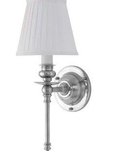Vägglampa - Ribbing nickel, vit skärm