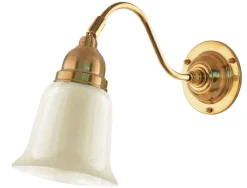Vägglampa - Runeberg mässing, benvit klocka