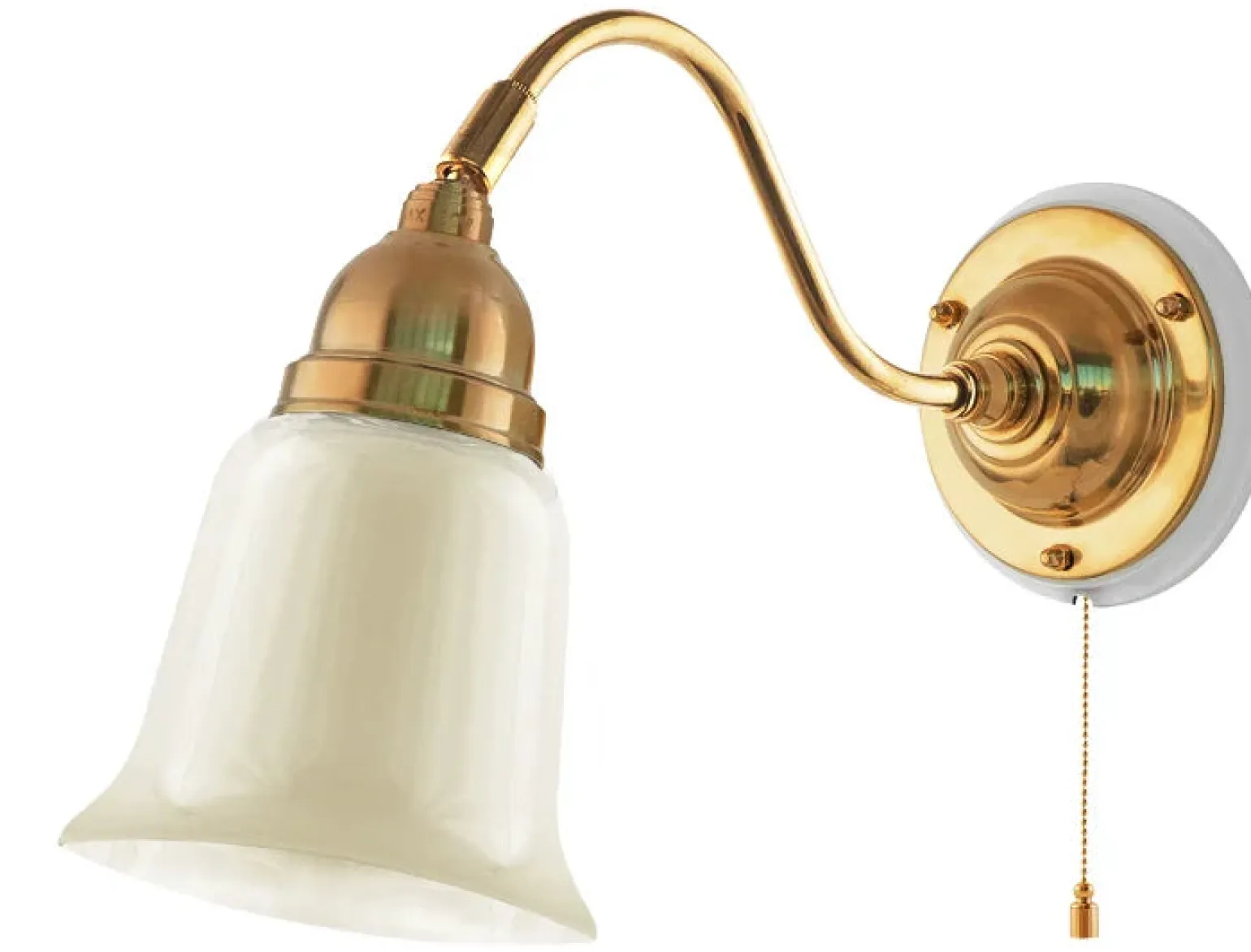 Vägglampa - Runeberg mässing, benvit klocka
