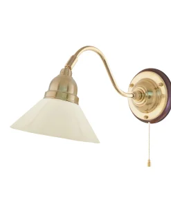 Vägglampa - Runeberg mässing, benvit skomakarskärm