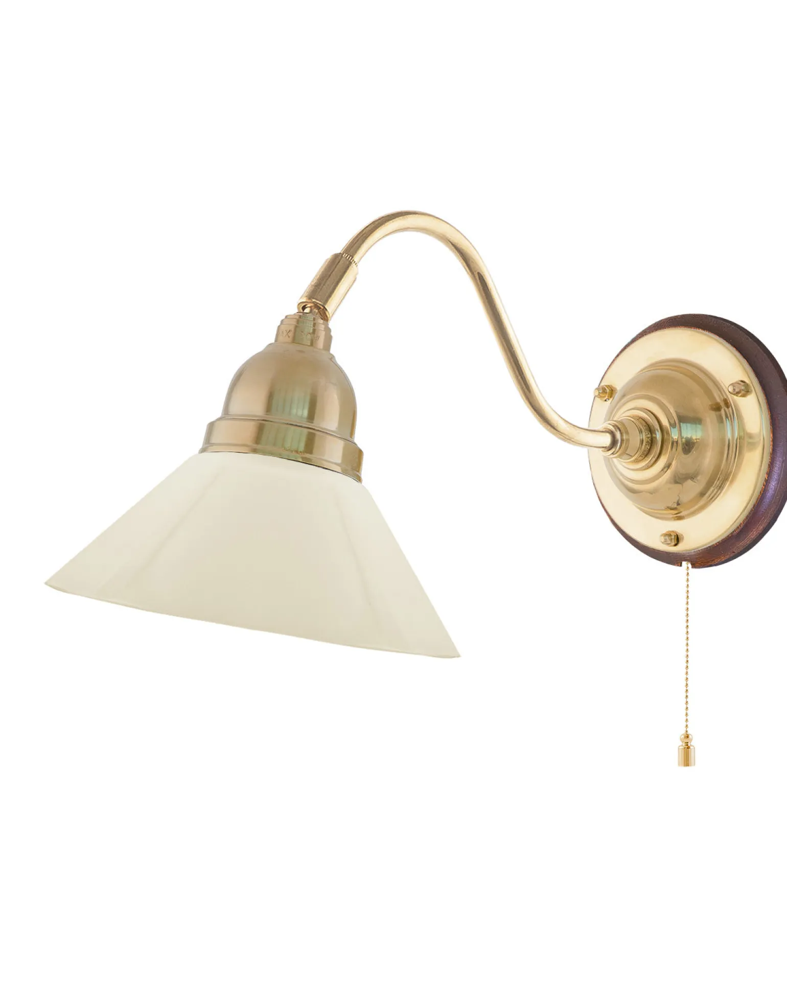 Vägglampa - Runeberg mässing, benvit skomakarskärm