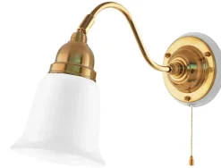 Vägglampa - Runeberg mässing, opalvit klocka