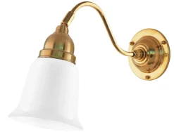 Vägglampa - Runeberg mässing, opalvit klocka