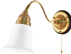 Vägglampa - Runeberg mässing, opalvit klocka