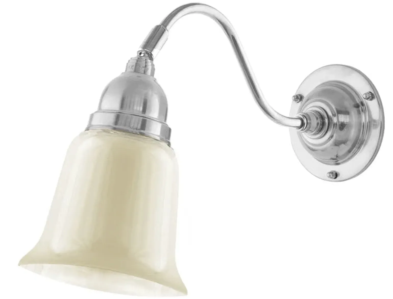 Vägglampa - Runeberg nickel, benvit klocka