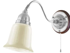 Vägglampa - Runeberg nickel, benvit klocka