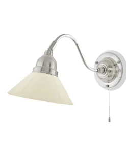 Vägglampa - Runeberg nickel benvit skomakarskärm